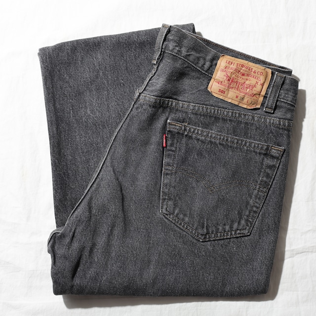 美品 36×32 Levi’s 501 USA 92年 先染めブラックデニムパンツ リーバイス