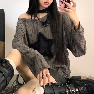 11SHOP97灰色の星模様ダメージTシャツ