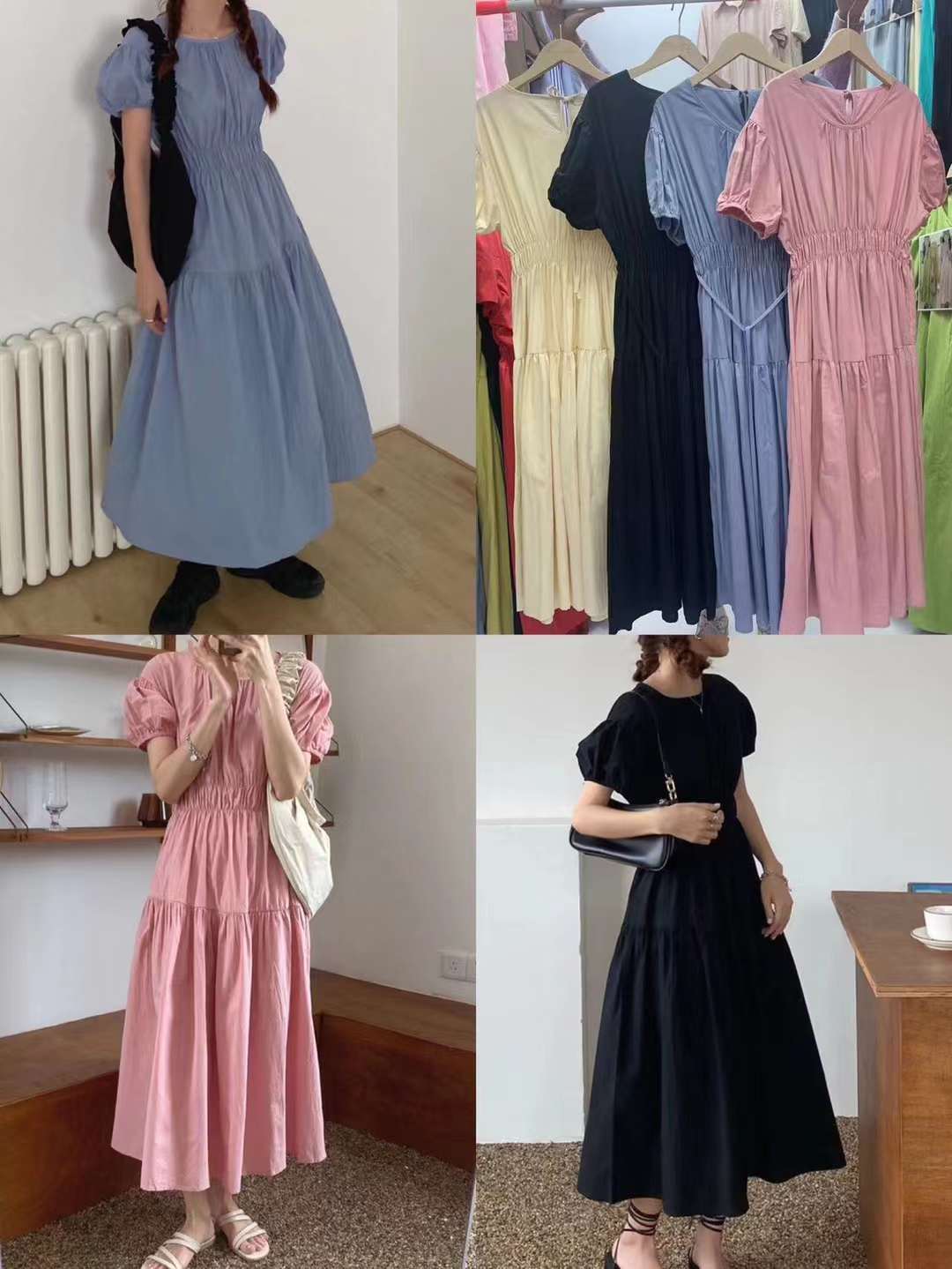 シャーリングコットンワンピース　AJ22262ー8928