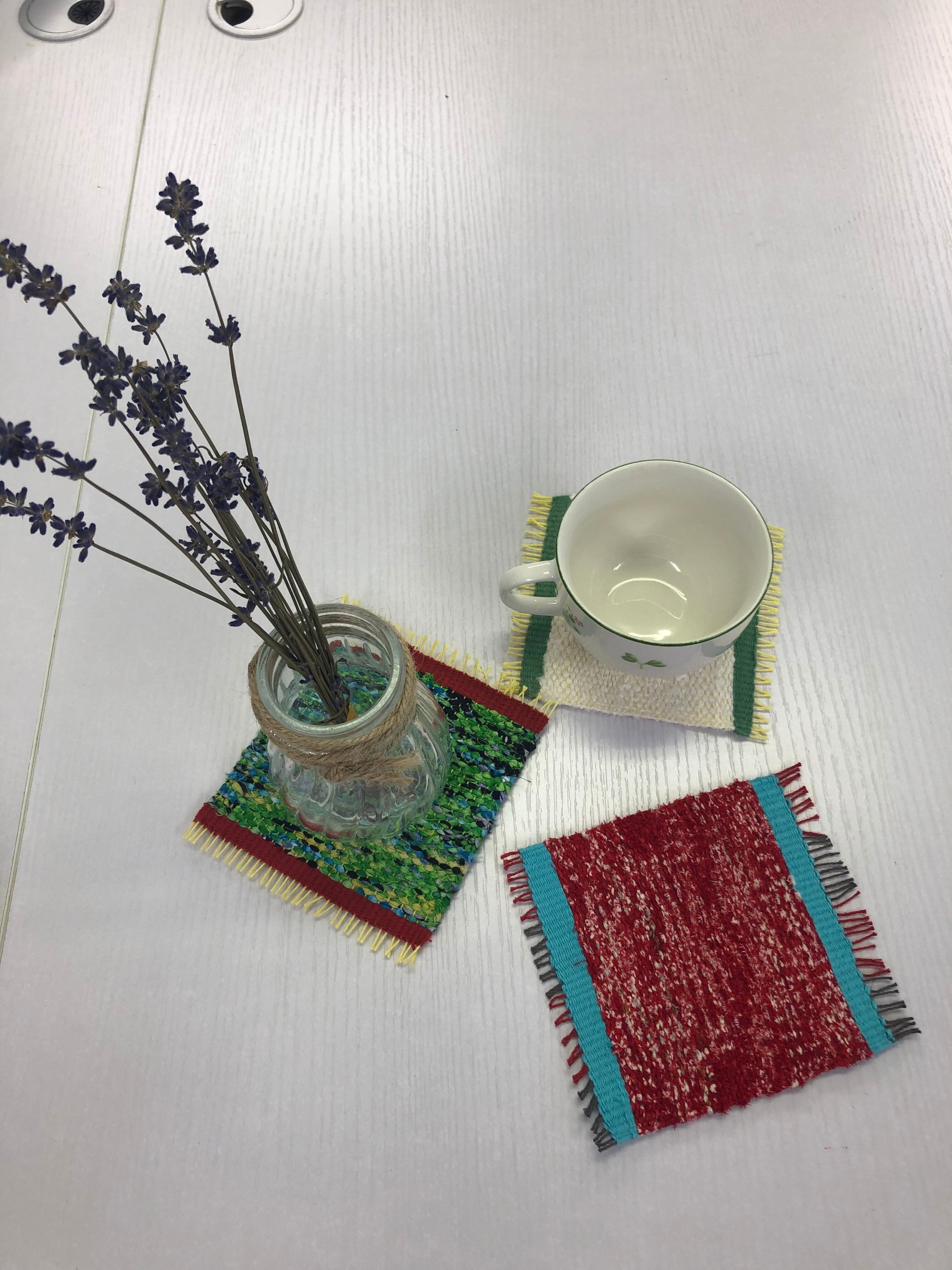 ほっこり　裂織り　ランチョンマットとコースター ほっこり 裂織り ランチョンマットとコースター