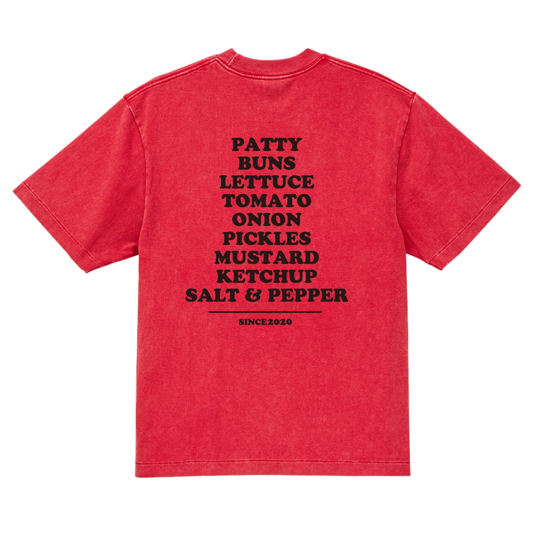 DG160 】DOGMATIC HAMBURGER T-SHIRT (FADE WASH BODY) red | DOGMATIC