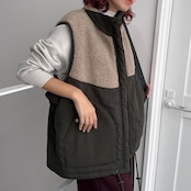 【受注予約:10月上旬入荷予定】ピーチボア切替中綿vest/カーキ