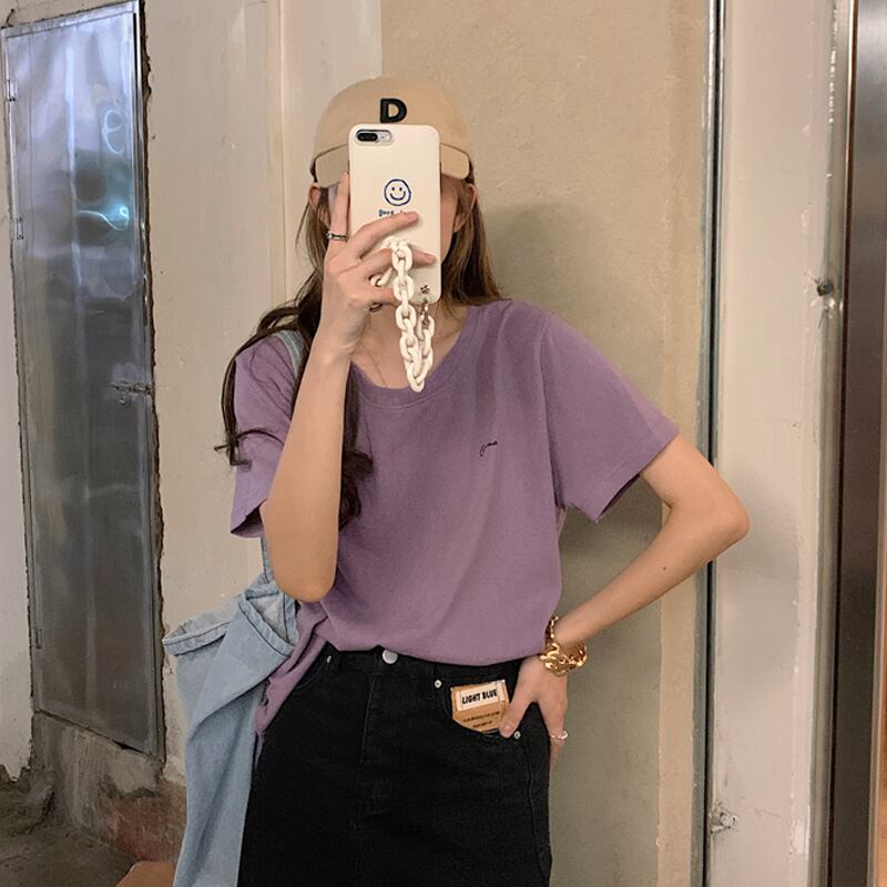 Tシャツ サマースタイルルーズ 夏物 パープル スーパーモール69947595039
