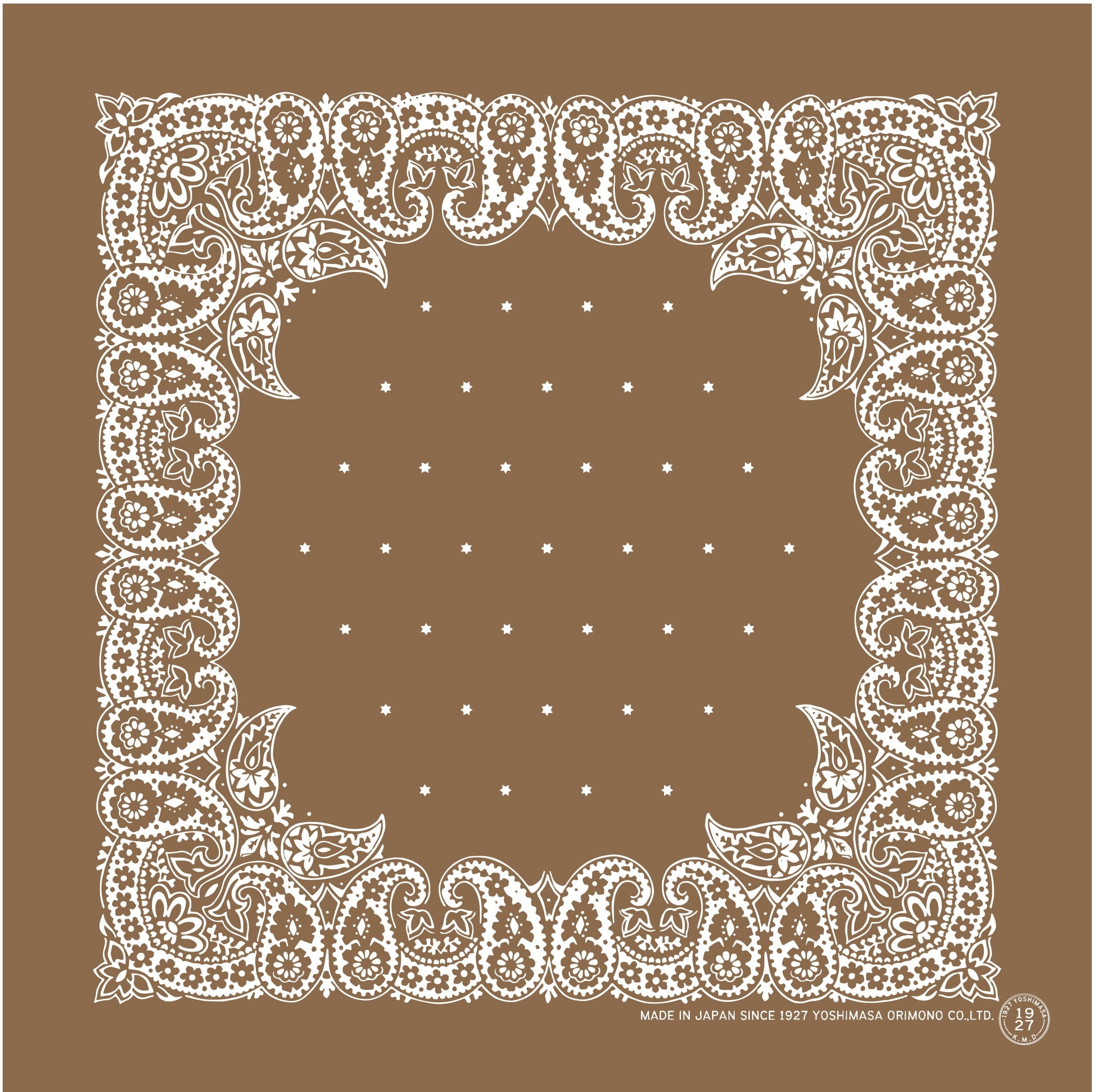 Snoop/ 洗えるシルクスカーフ/ 浜ちりめんシルク【Brown-ペイズリー柄 53×53】