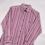 BURBERRY BLACK LABEL バーバリーブラックレーベル ストライプ BD ボタンダウン 長袖シャツ サイズ 2 /ピンク系 メンズ 三陽商会