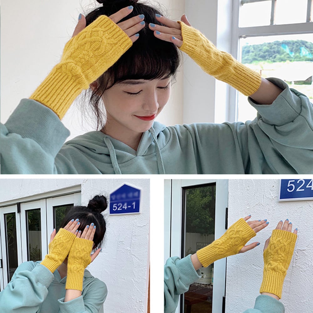 ケーブルニット アームウォーマー レディース メンズ グローブ