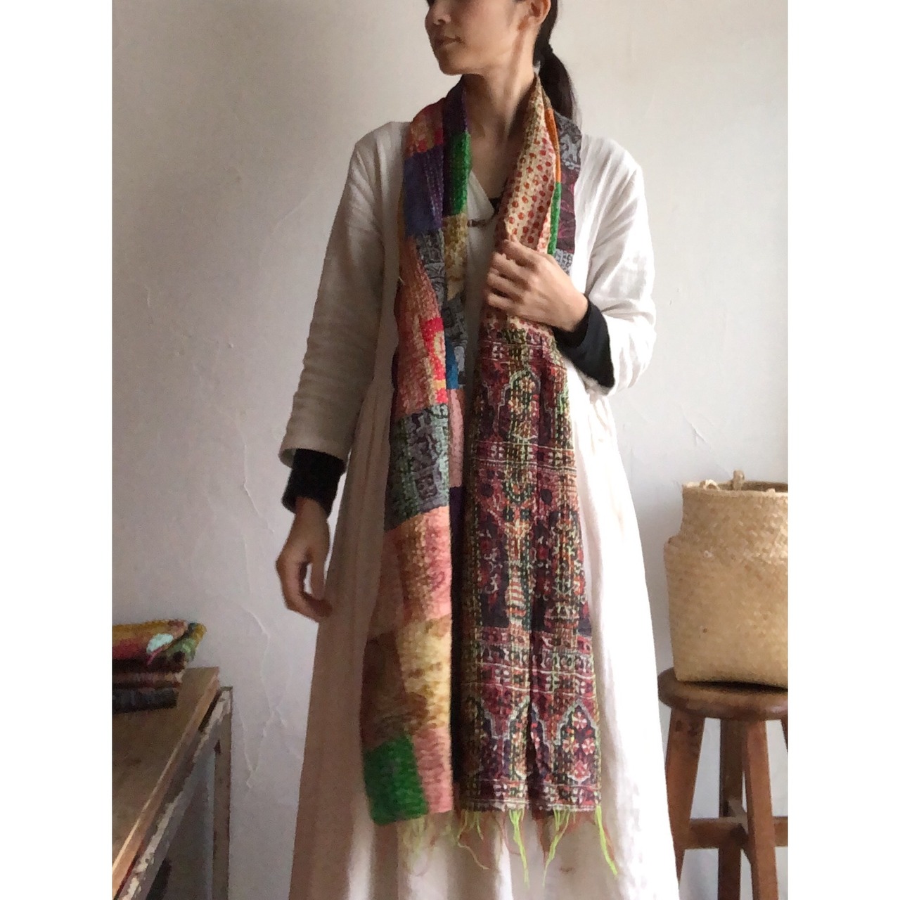 リサイクルサリーのカンタショール パッチワーク小01 インドの手仕事布 Mulaセレクト