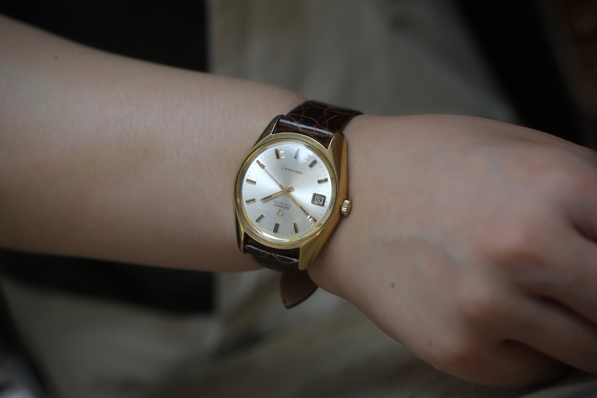 OMEGA】1969年製 シーマスターデイト ストリームラインケース 金張り