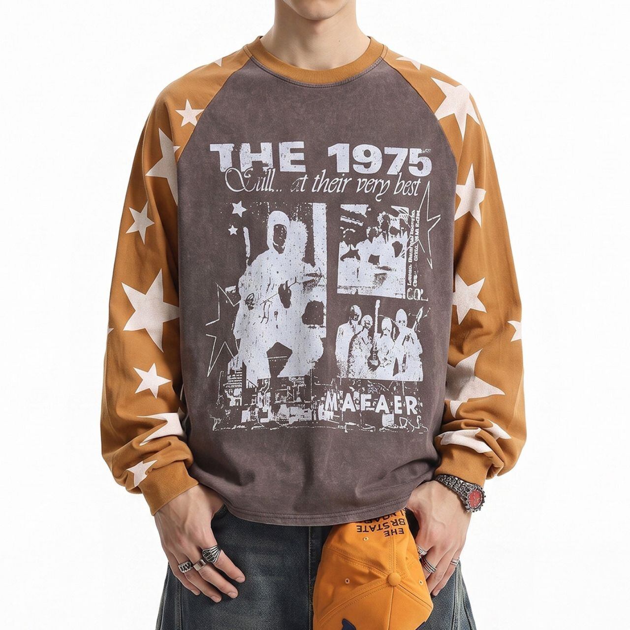 ヴィンテージライクスターパターンラグランTシャツ 2col A00475