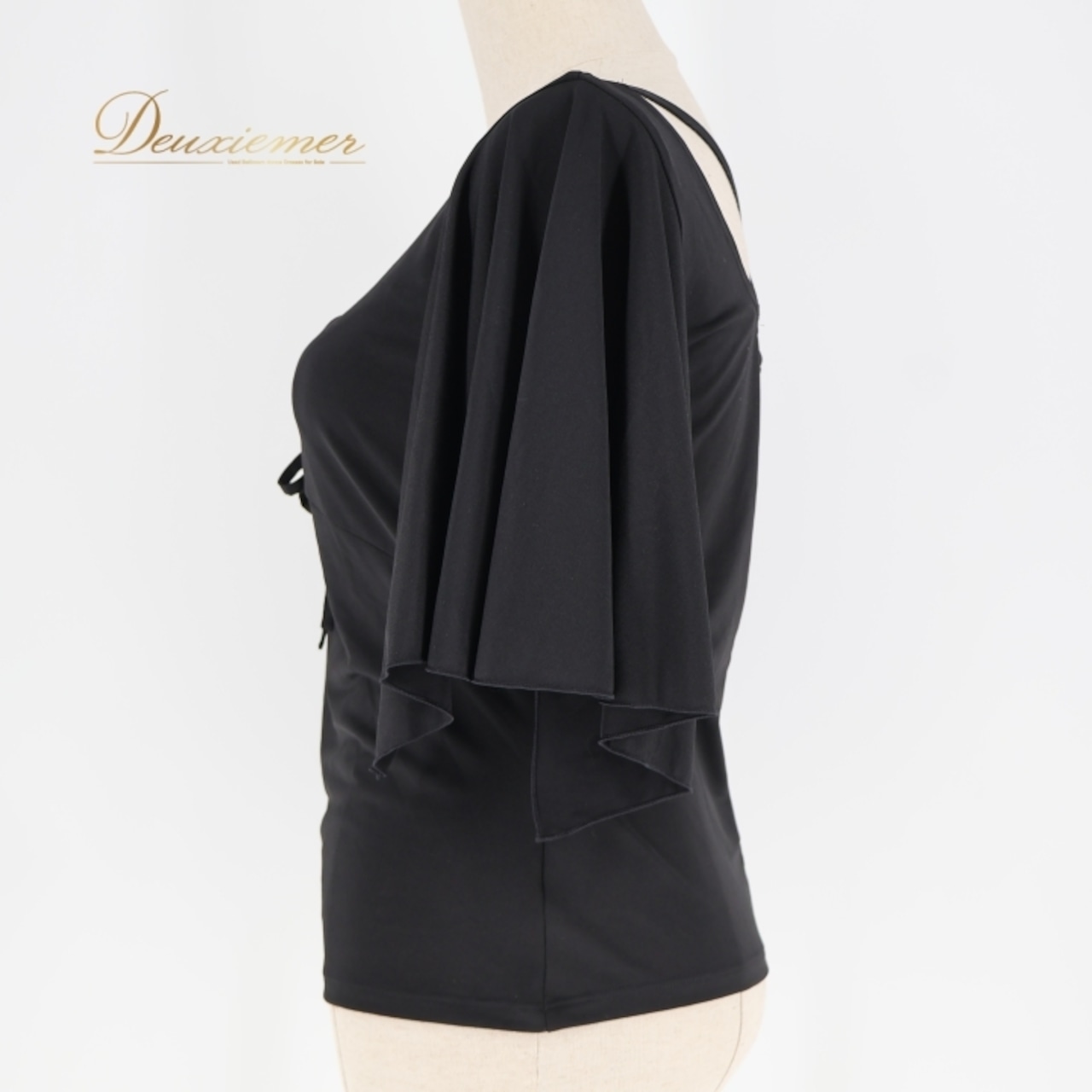 社交ダンス 衣装 トップス ブラウス ブラック系 チャコットロイヤルダンス Chacott ROYAL DANCE 黒 日本製 リボン 練習 レッスン 伸縮 ストレッチ シンプル 上品 かわいい ダンス衣装 ステージ イベント パーティー