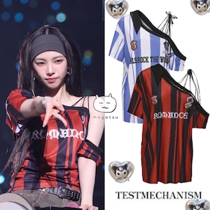 ★aespa カリナ 着用!!【24ANS】Two-tone Off-shoulder Jersey T-shirt