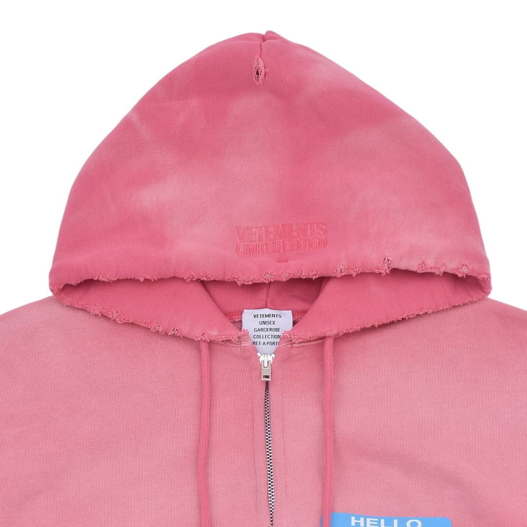 VETEMENTS】MY NAME IS VETEMENTS FADED ZIP-UP HOODIE | AYIN VETEMENTS】MY NAME IS VETEMENTS FADED ZIP-UP HOODIE | AYIN