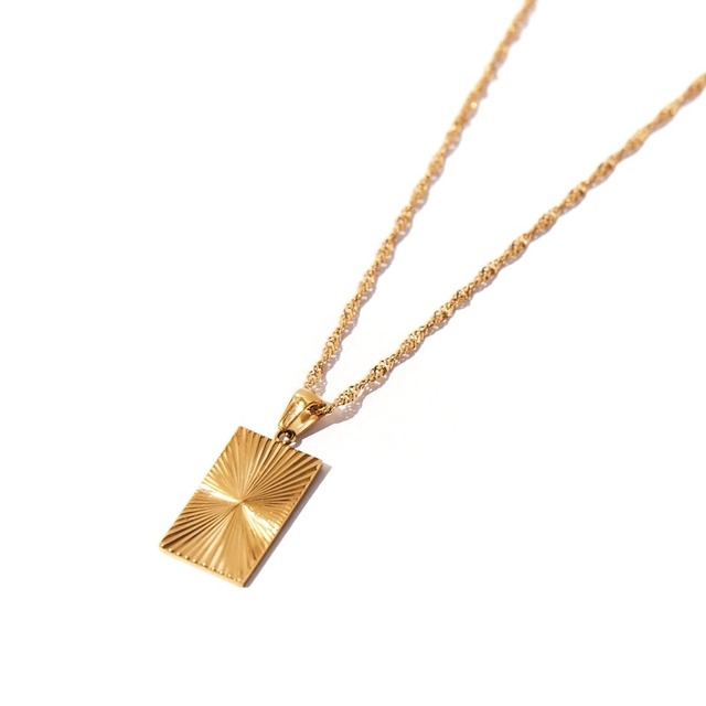316L stripe rectangle necklace［GOLD］#n112