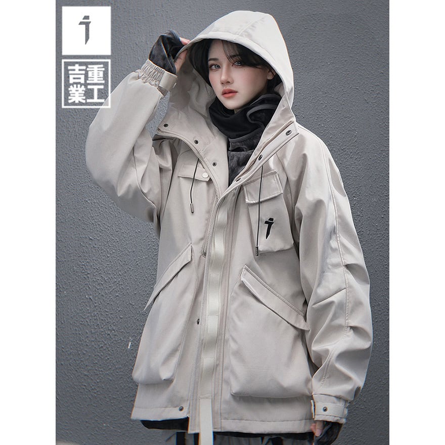 サイバーパンク ユニセックスジャケット ハイネック フード付き