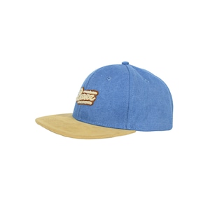 MOCO LOGO SUEDE PEAK WASHED CANVAS SNAPBACK [BLUE]