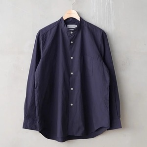 Washer Typewriter Loose Fit Band Collar Shirt　Mid Night