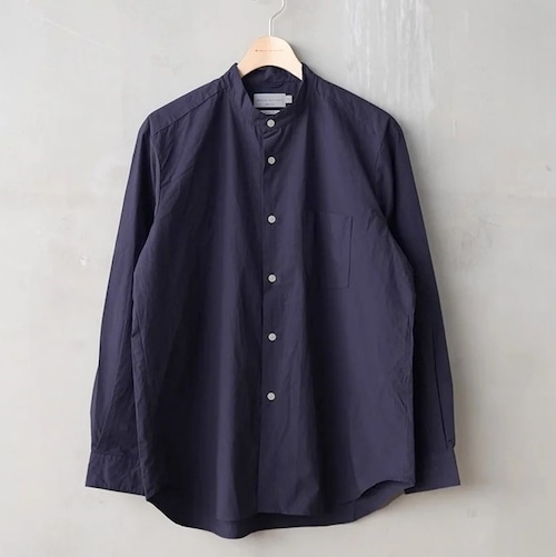Washer Typewriter Loose Fit Band Collar Shirt Mid Night