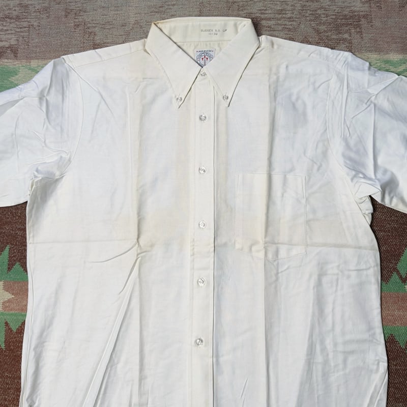 60s ARROW CUM LAUDE White Oxford B/D Shirt （16-32） DEAD-STOCK