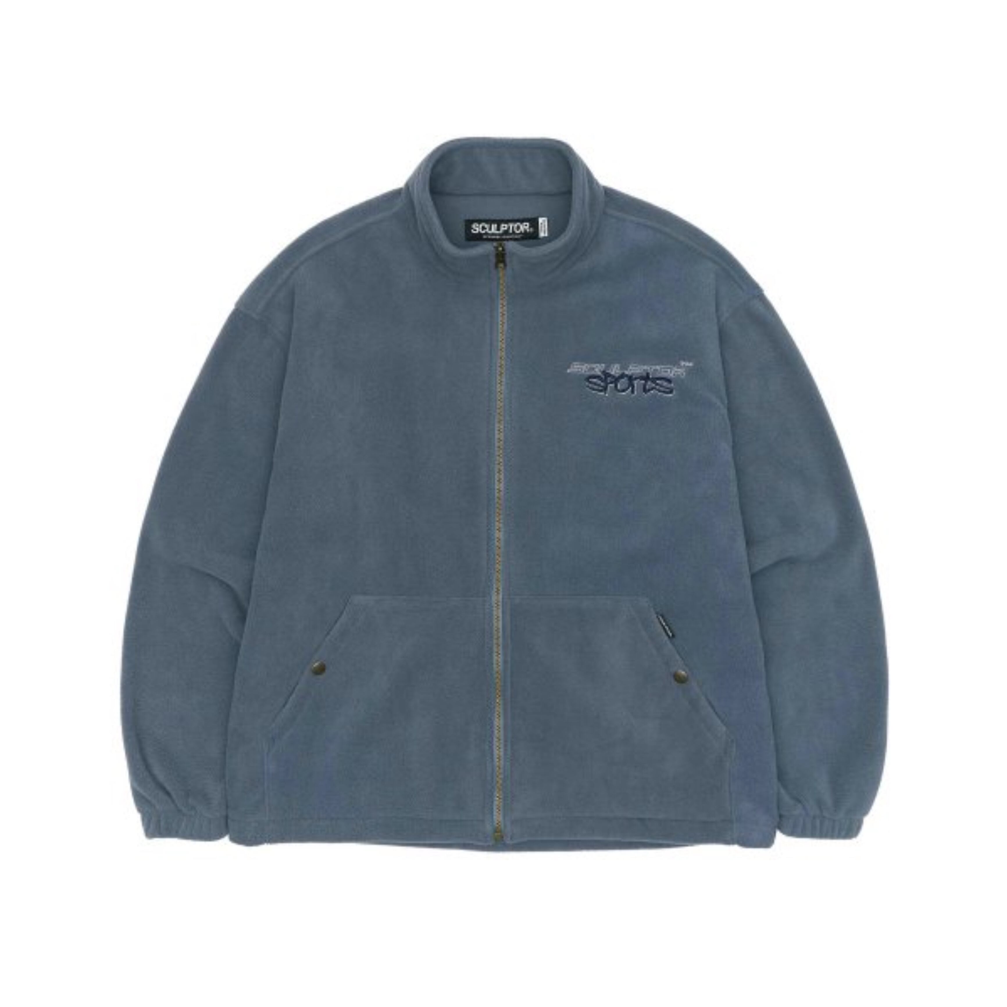 SCULPTOR] Sports Logo Fleece Jacket Dusty Blue 正規品 韓国ブランド