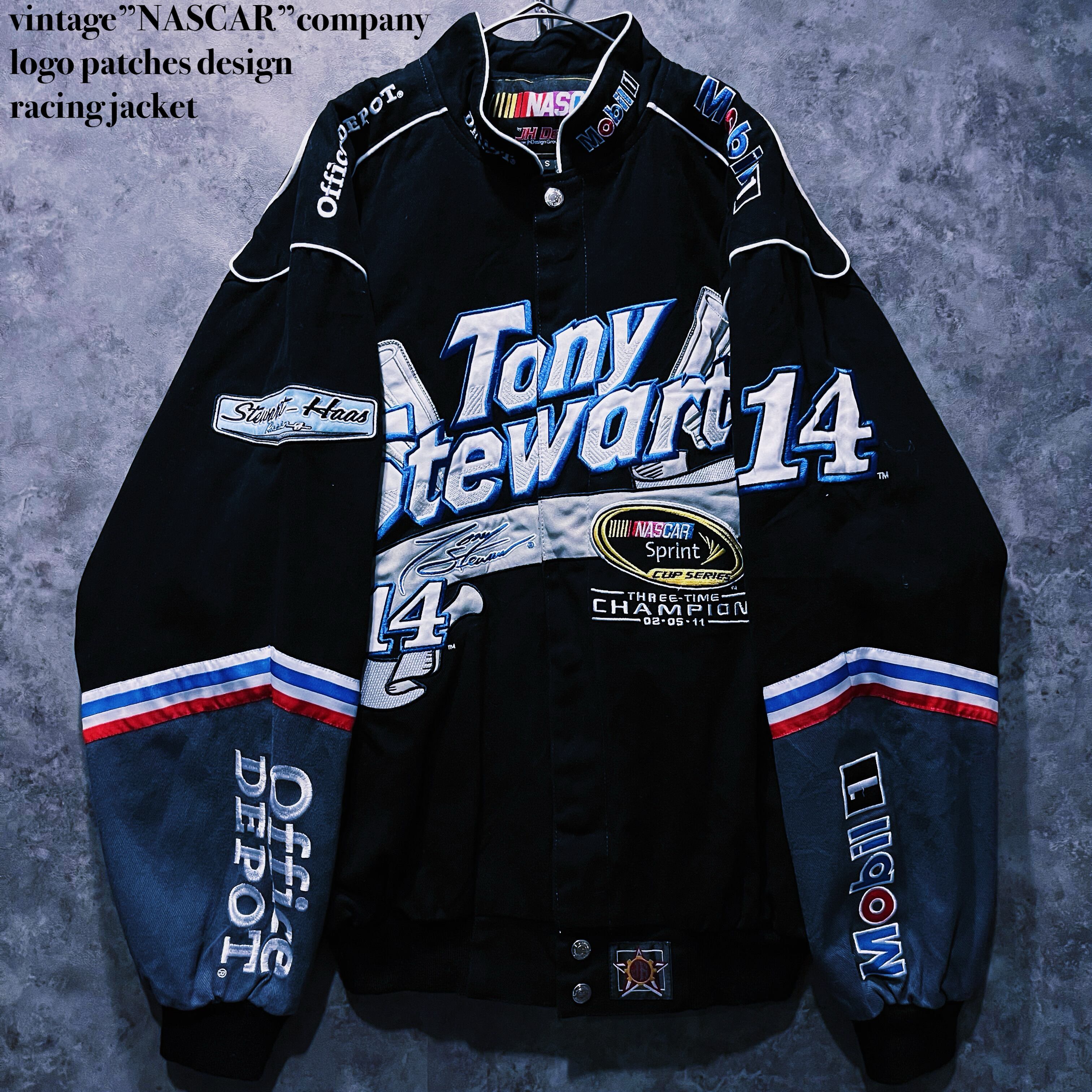 【doppio】vintage”NASCAR”company logo patches design racing jacket
