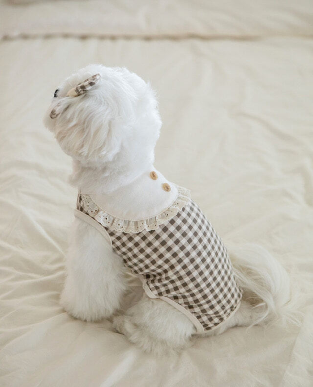 即納【ruanddam】コージーチェックオールインワン ベージュ