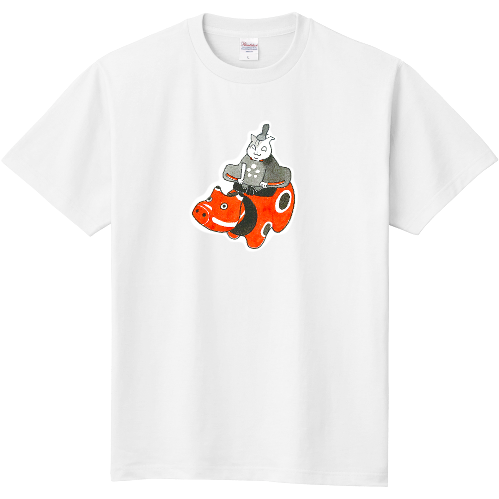 キャンバス油絵　専用　帽子と温かい服を着せてもらったにゃんこ 赤べこハルTシャツ（受注生産） | さくらのにゃんこ購買部