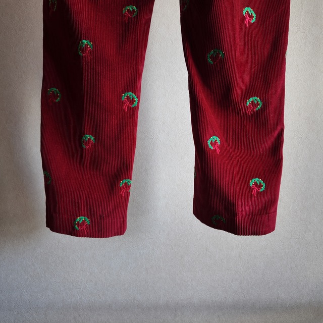 2000s~ ORVIS Wreath Embroidery Corduroy Slacks