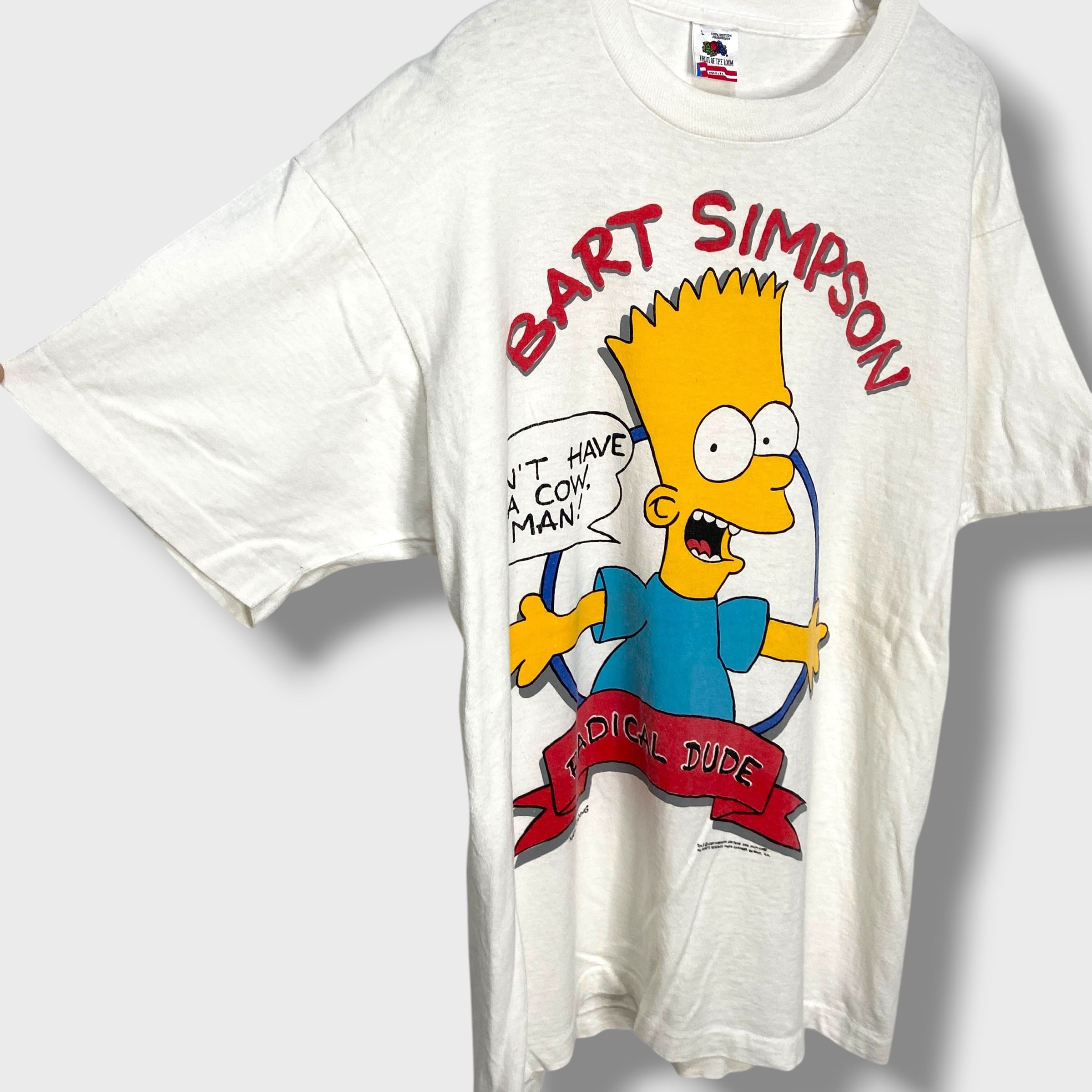 80s USA製 シンプソンズ キャラクターTシャツ キャラT ホワイト L