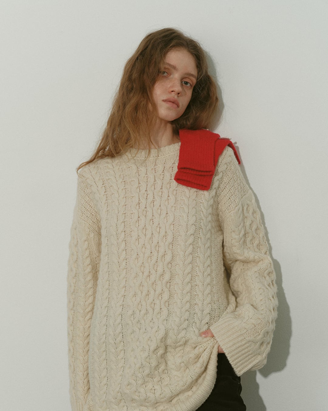 round neck cable sweater