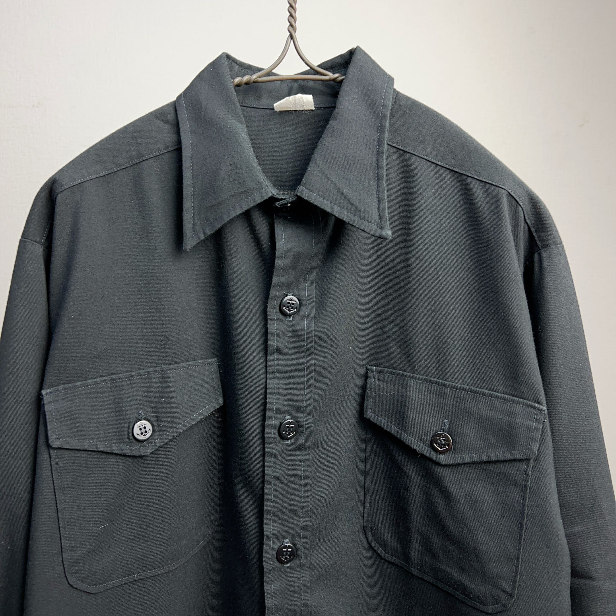 80's U.S.NAVY CPOシャツ ブラック SIZE 16【0304A71SA】【送料無料】