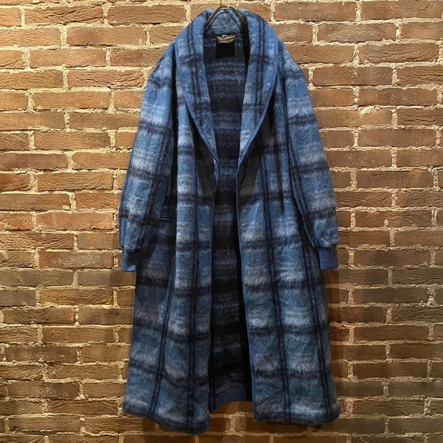 【Caka act3】Shaggy Check Pattern Vintage Loose Long Coat