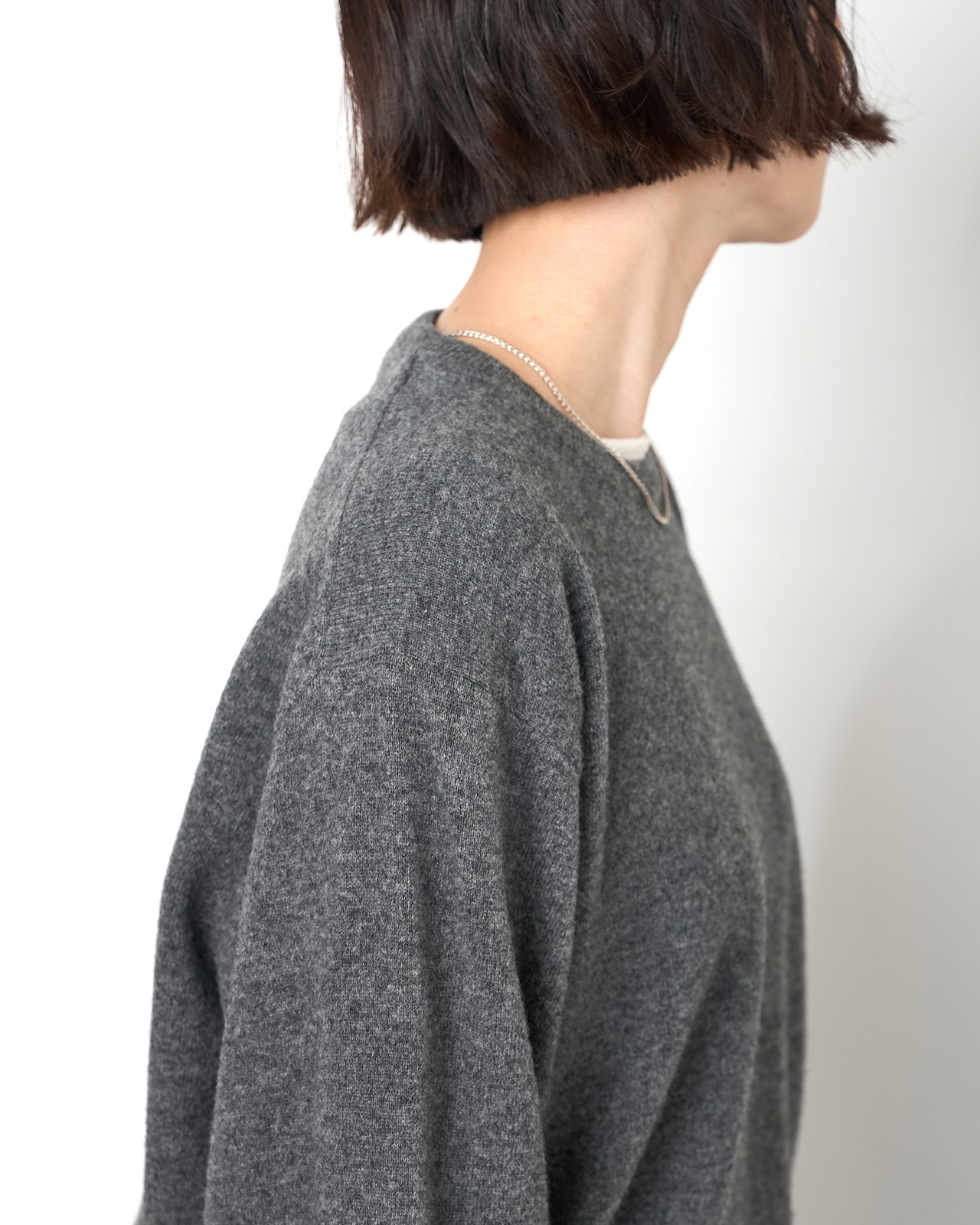 ssstein "EXTRA FINE WOOL KNIT CREW NECK LS〔GREY〕"