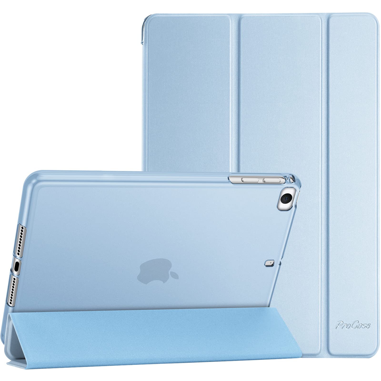 ProCase iPad Mini 5/4/3/2/1 保護ケース 三つ折り フォリオ オートスリープ/ウェイクに対応 TPUバック スマートカバー スタンド機能付き 適用端末:7.9” iPad Mini 5 (2019)/ Mini 4, Mini 1 2 3‐スカイブルー