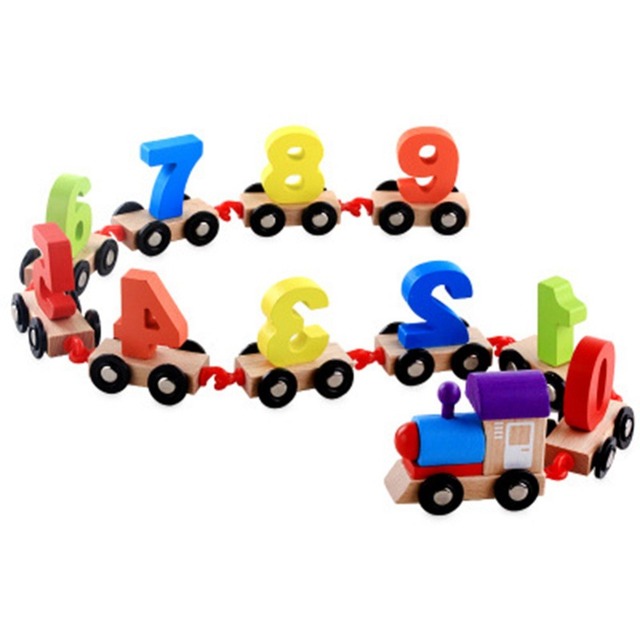 子供幼児デジタル小さな木製列車0-9番号フィギュア鉄道アセンブルモデル子供知育玩具ギフト(1セット)