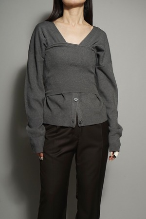 BUSTIER SET CARDIGAN  (DARK GRAY) 2401-72-T3254