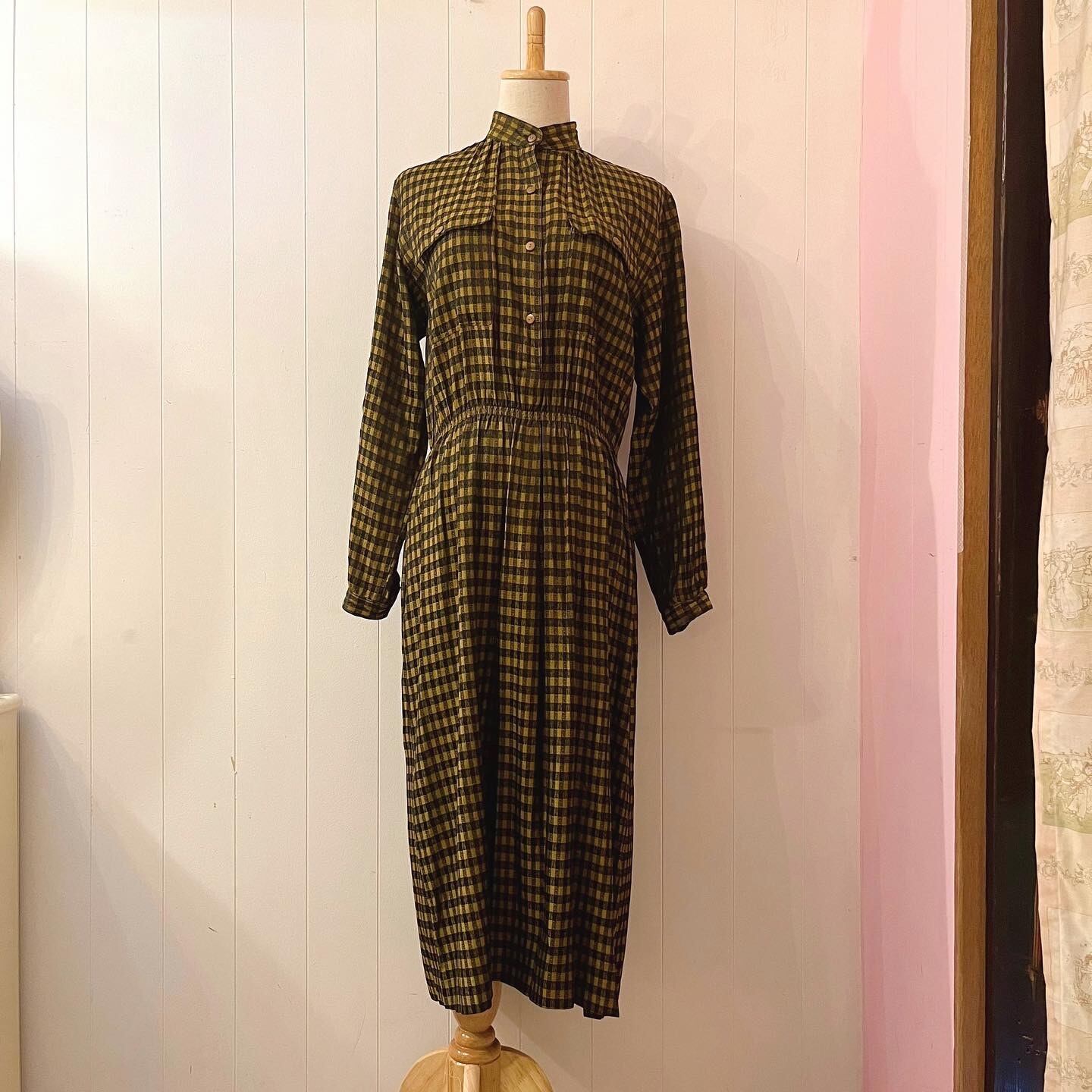 yellow black check one-piece