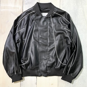 TAUPE / piping fake LEATHER jk / black