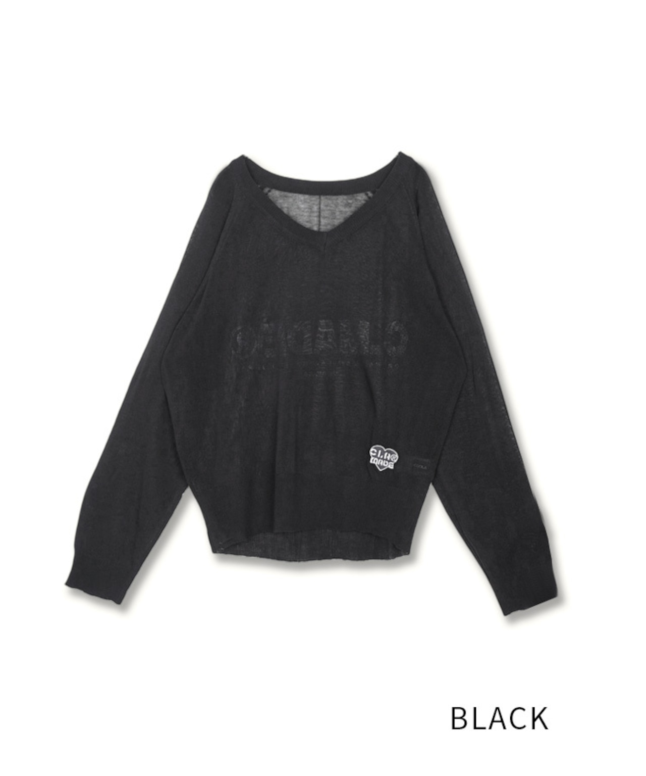 ロゴVネックシアーニットTOPS (BLACK) CQ-49014