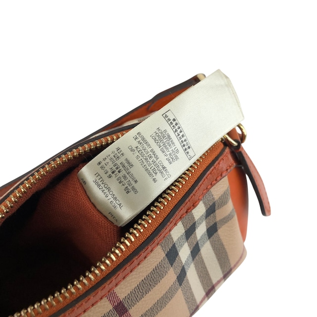 BURBERRY バーバリー ノバチェック ショルダーバッグ ベージュ×オレンジ ロゴ PVCレザー 2WAY ワンショルダー vintage ヴィンテージ オールド 2e2732