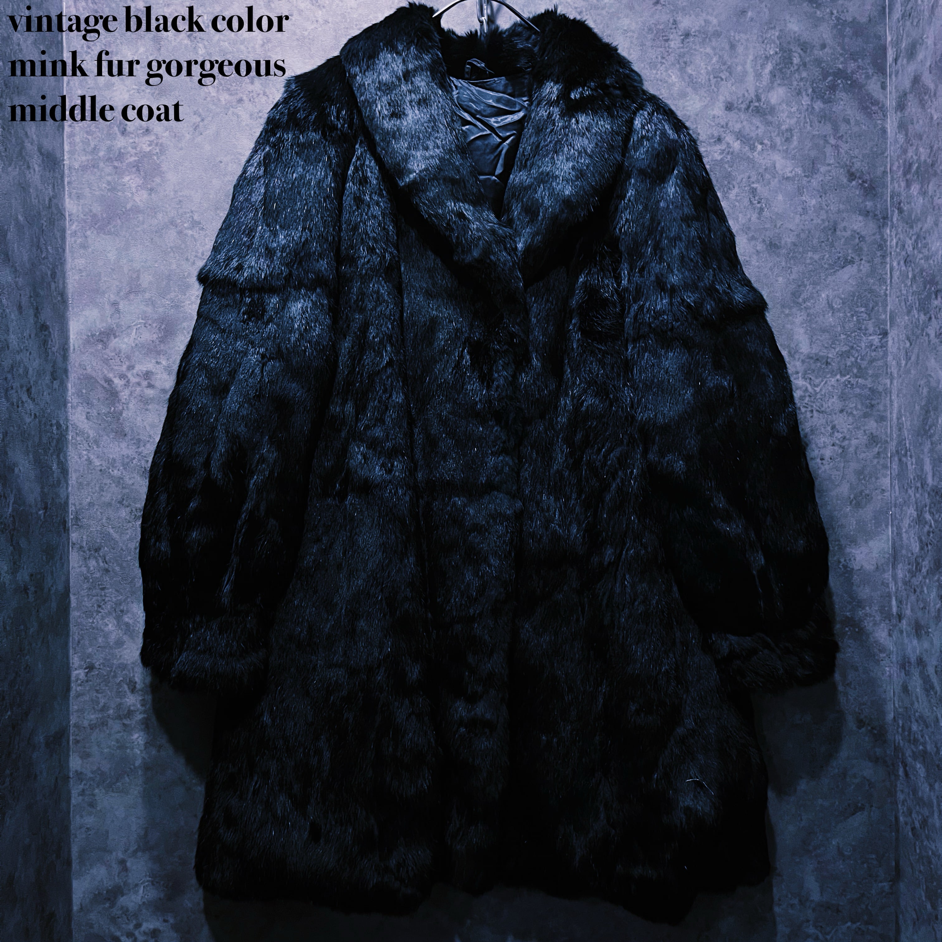【doppio】vintage black color mink fur gorgeous middle coat