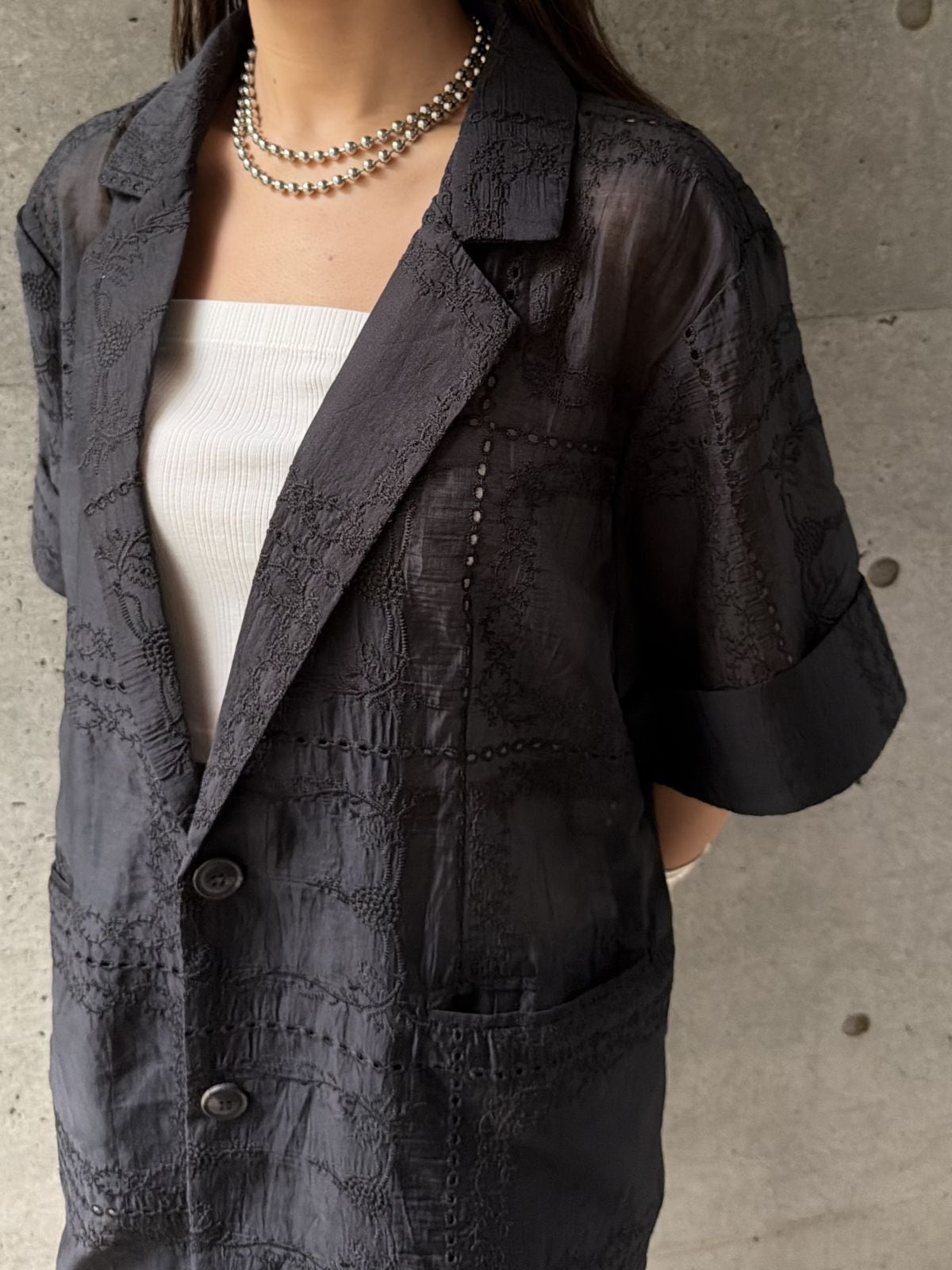 COTTON LACE HALF-SLEEVE JK（ｺｯﾄﾝﾚｰｽﾊｰﾌｽﾘｰﾌﾞｼﾞｬｹｯﾄ）【3626302