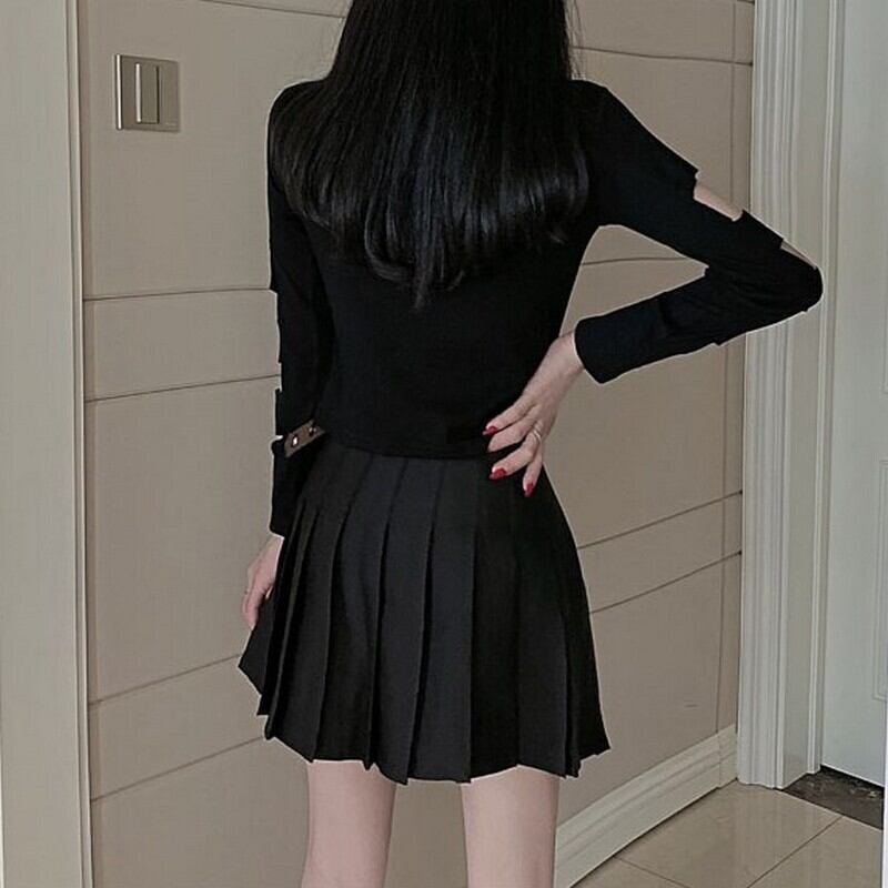 プリーツスカート Tシャツ+プリーツスカート＋ベルト3点セット_20080 | BLACKCAT666