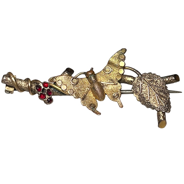antique metal butterfly brooch