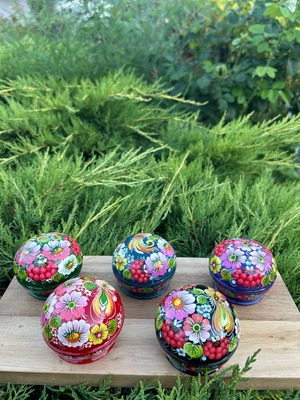 ペトリキウカ塗り　木製ジュエリーボックス（ホメンコ作）ウクライナ製