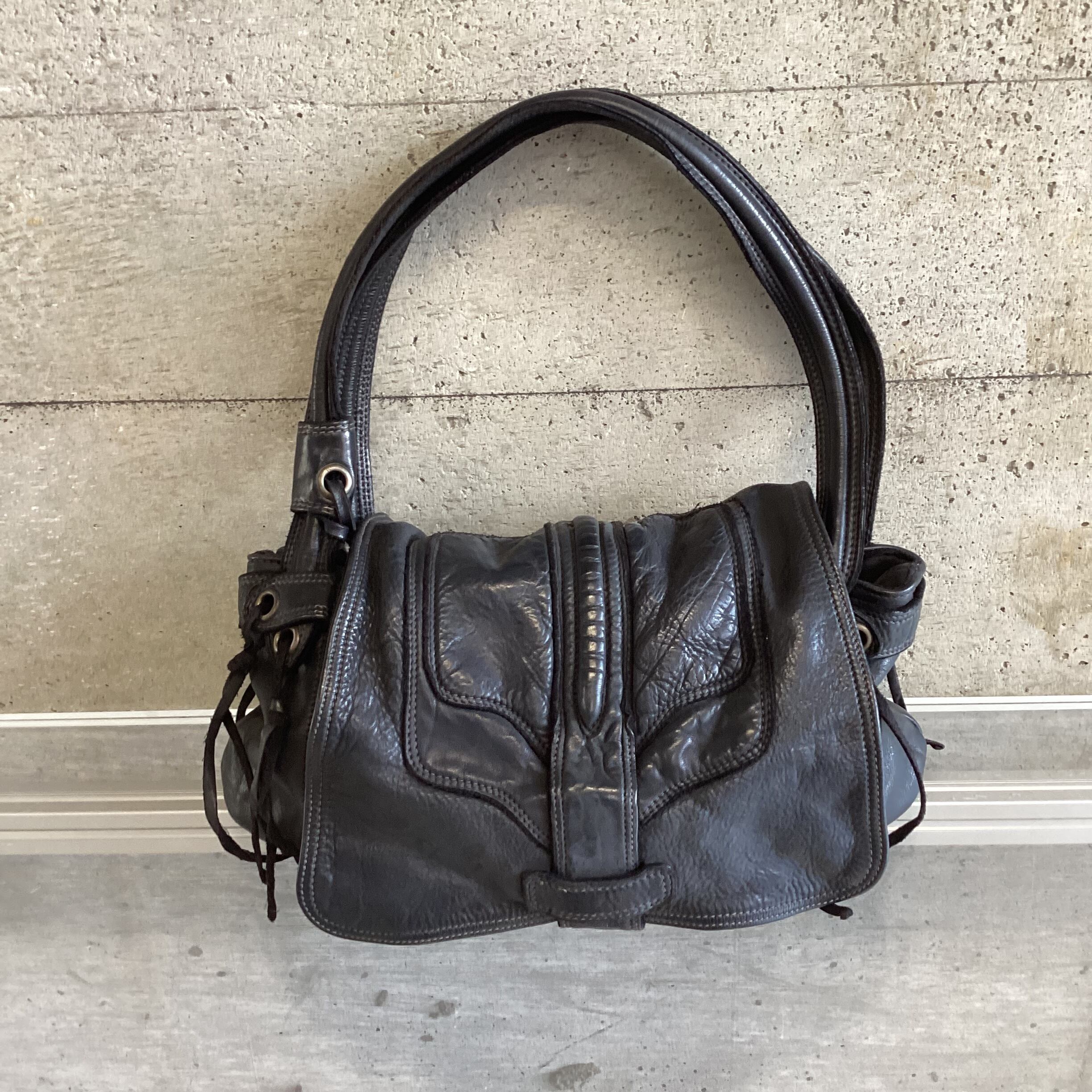 Black leather shoulder bag
