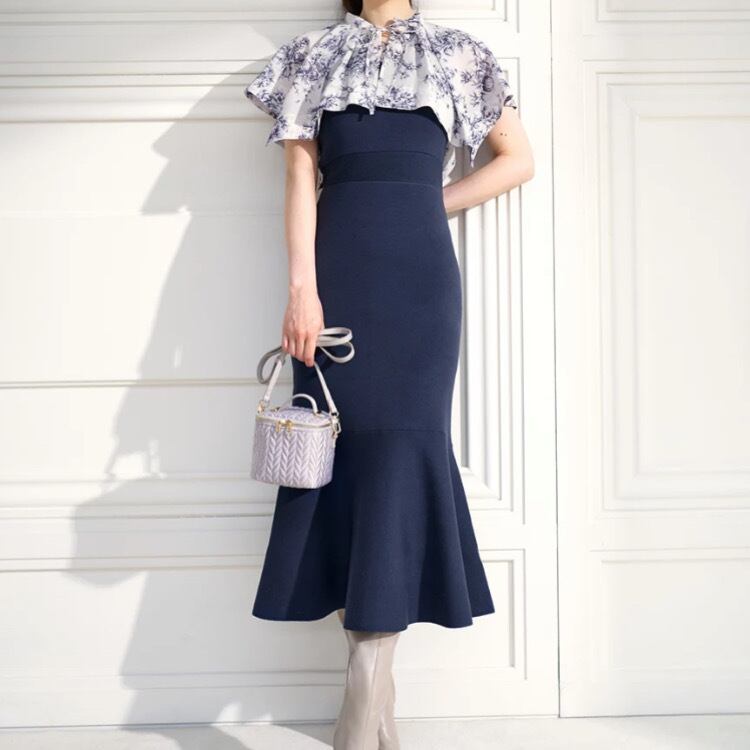 トワルドジュイケープカラー取り外し可ニットドレスマーメイドセーター29171