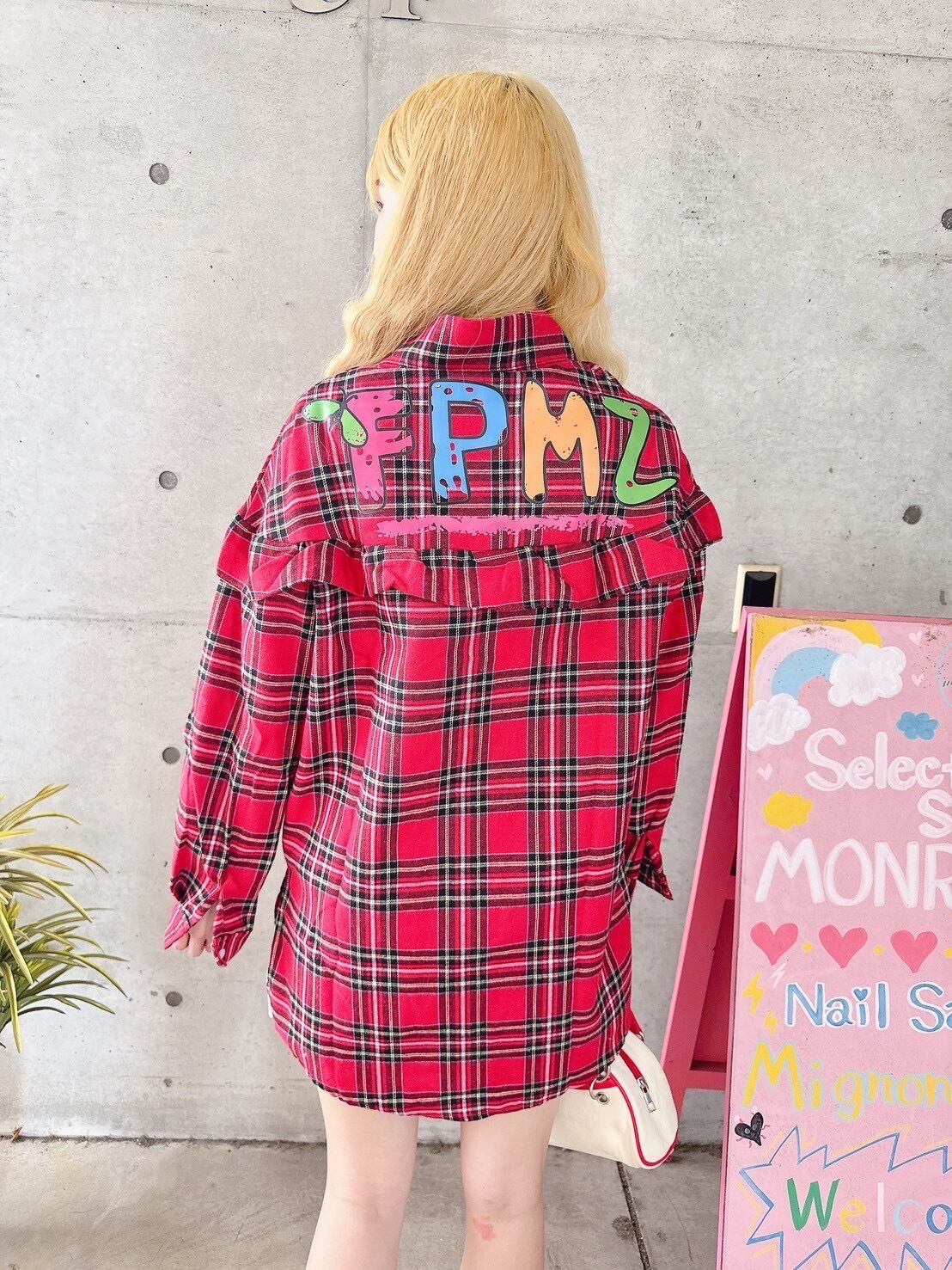 Redタータンチェックシャツ/韓国/レディースファッション/可愛い