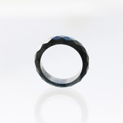 【16号】ブラックのキラメキがカッコいい！黒翡翠甲丸リング black facetcut ring A貨翡翠 jd_rg1080