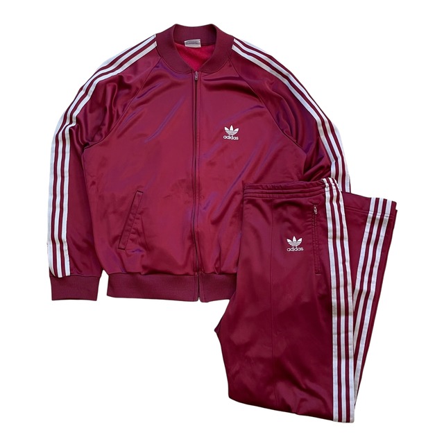 Set up!! 80s adidas ATP track jacket & track pants "light burgundy"