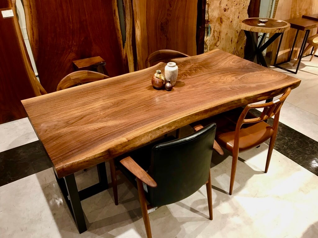 ウォールナット_1890×740-790-850×58_横浜元町店_テーブル天板/一枚板